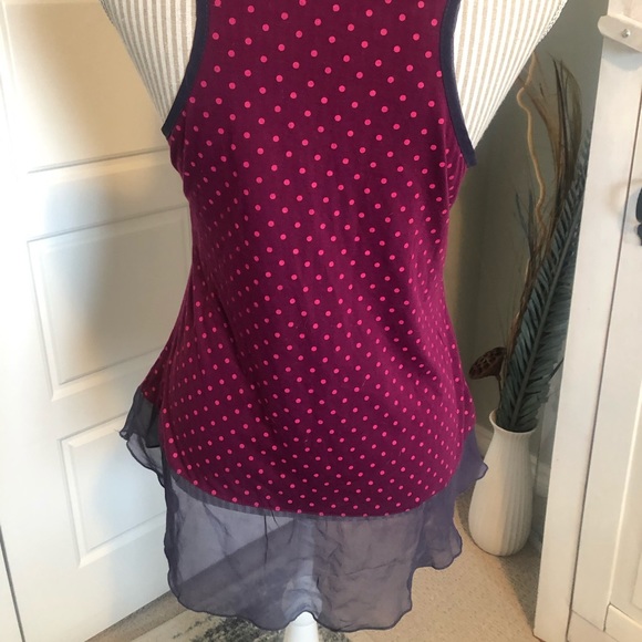Raspberry & Eggplant Polka Dot Tank with Organza Hem - Picture 6 of 7